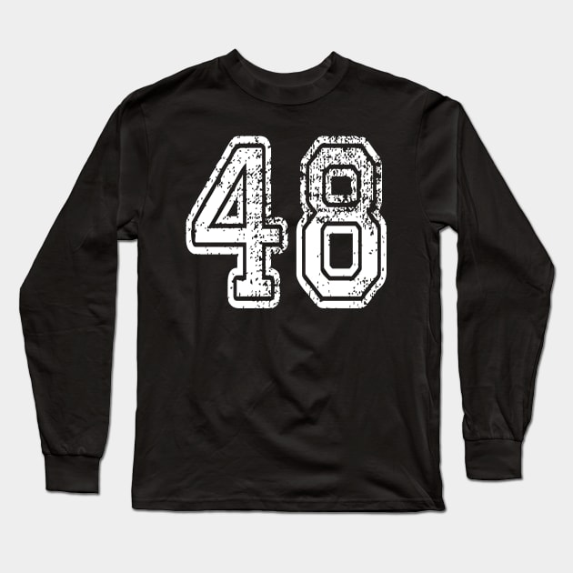 Number 48 Grungy in white Long Sleeve T-Shirt by Sterling